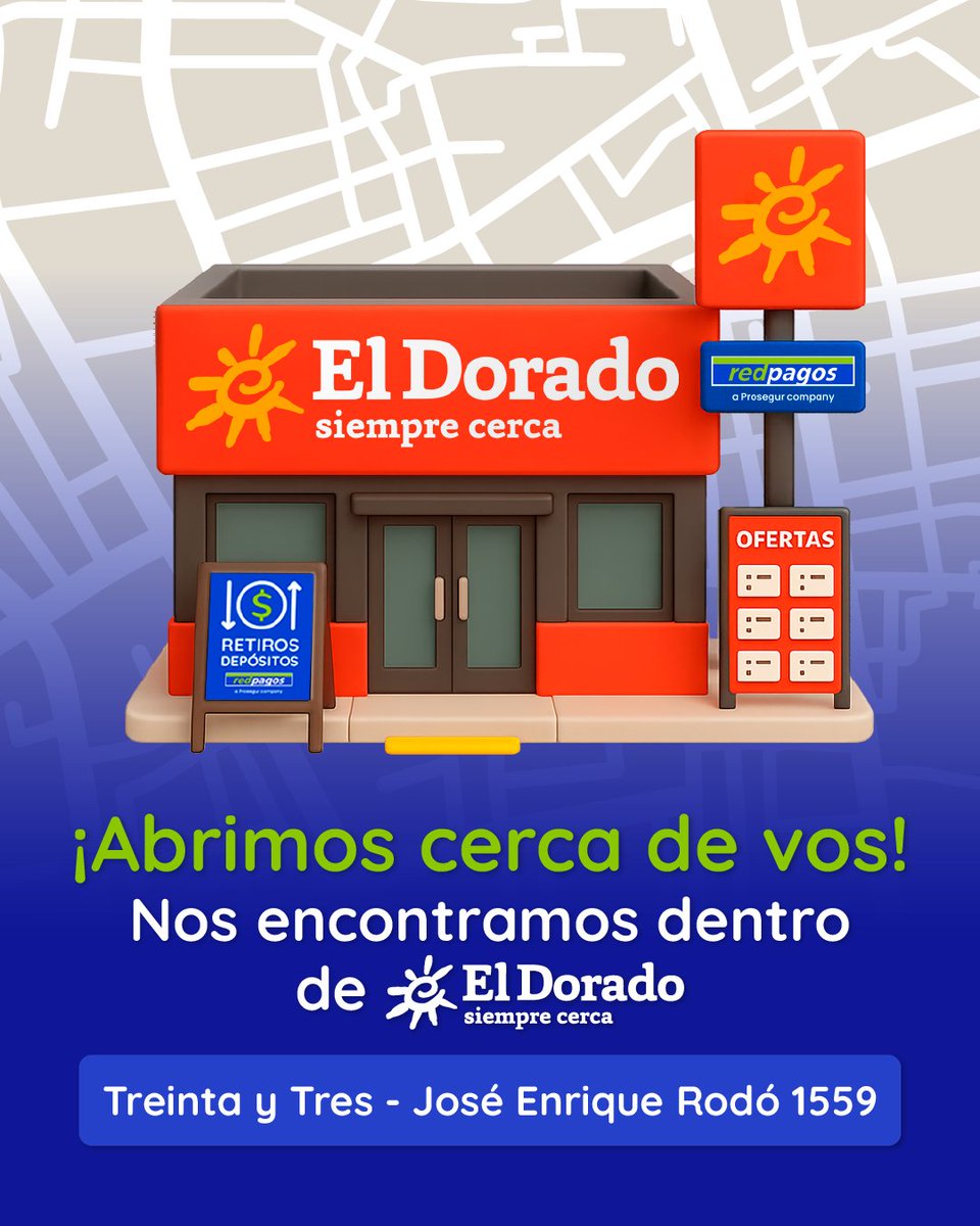 RedpagosOficial's tweet photo. Seguimos creciendo para estar más cerca de vos 💙

Ya podés encontrar un nuevo Redpagos en Treinta y Tres:

Supermercado El Dorado - José Enrique Rodó 1559

Vení a hacer tus trámites, giros, pagos y todo lo que necesites 🙌 https://t.co/2Z16Rh2H23