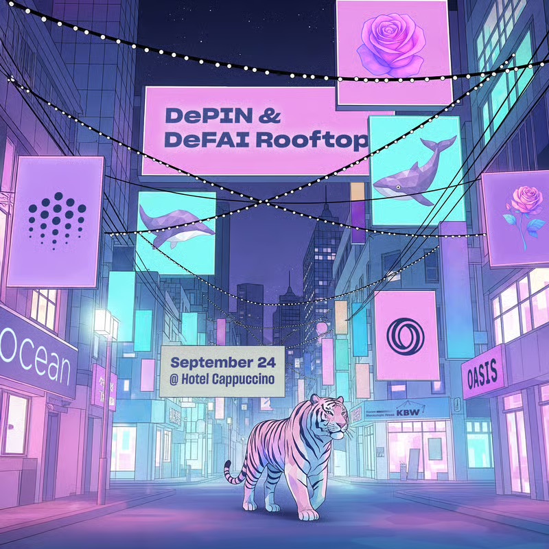 oceanprotocol's tweet photo. Seoul, we’re coming your way 🇰🇷

On Sep 24, join us at the "DePIN &amp; DeFAI Rooftop", hosted by @oceanprotocol &amp; our frens at @OasisProtocol

Expect fresh perspectives on decentralized AI + DePIN, and connect with fellow pioneers 

📍Hotel Cappuccino