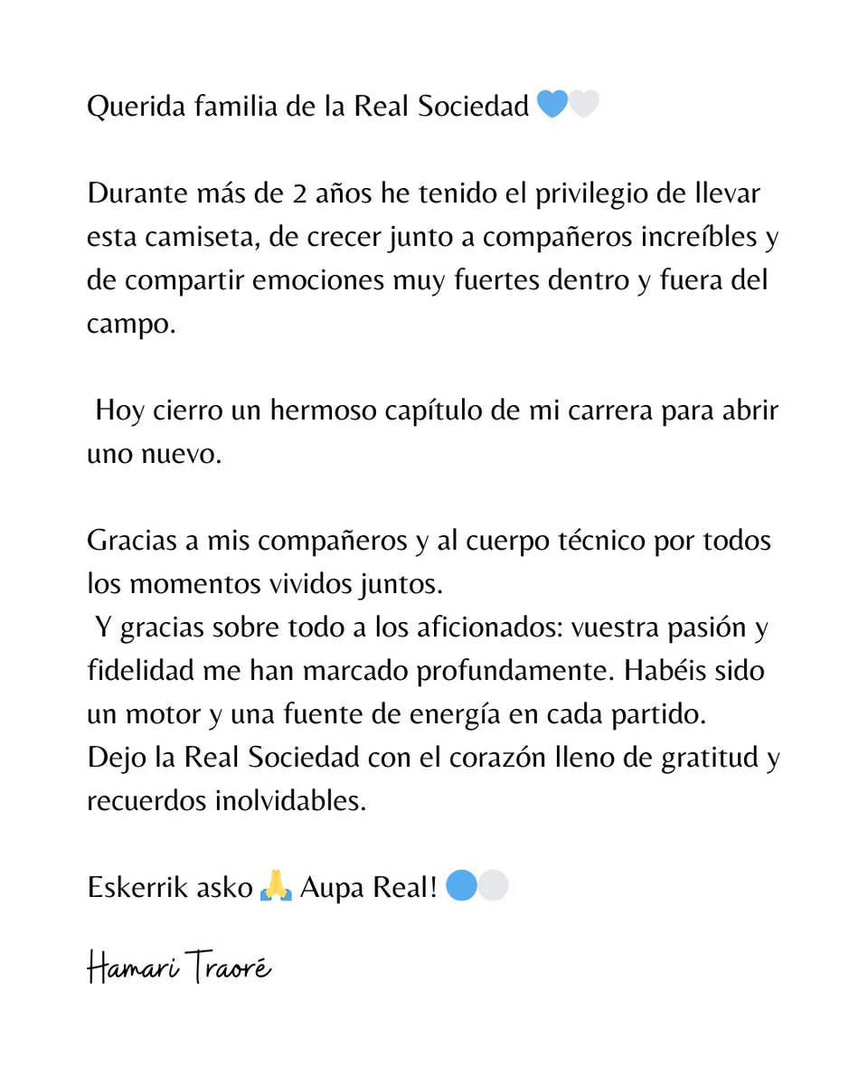 hamari27's tweet image. Querida familia de la Real Sociedad 💙🤍