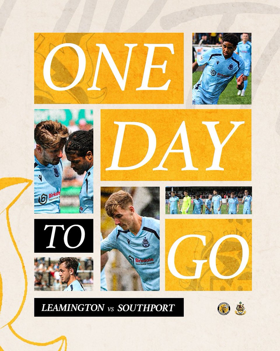 MATCH DAY 7✅

LEAMINGTON VS SOUTHPORT 🟡

A win is the only option, come on yellows! ⚽️⚽️

#ONEPORT