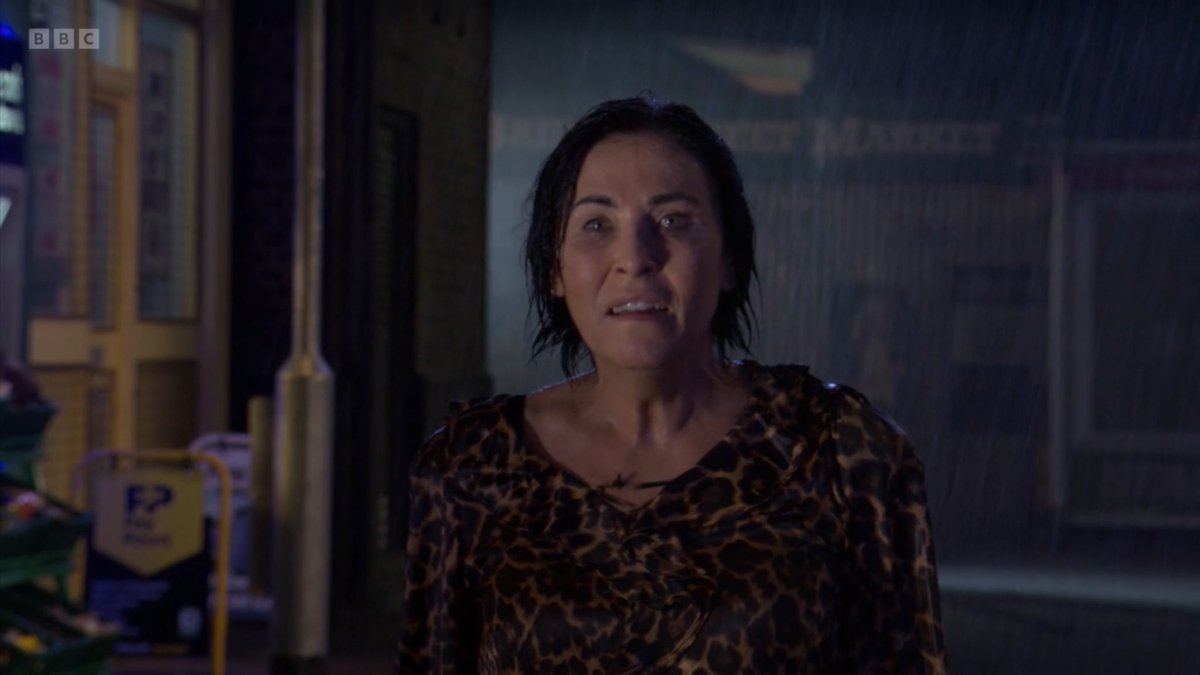 woahmitchell's tweet photo. THE STORM, THE TENSION, THE SHOT.  Kat and Zoe reuniting after a 20 years in the same place as THAT scene… EastEnders at it’s peak and back to it’s very best. #EastEnders 👏🏼 https://t.co/G7v07z0mfw