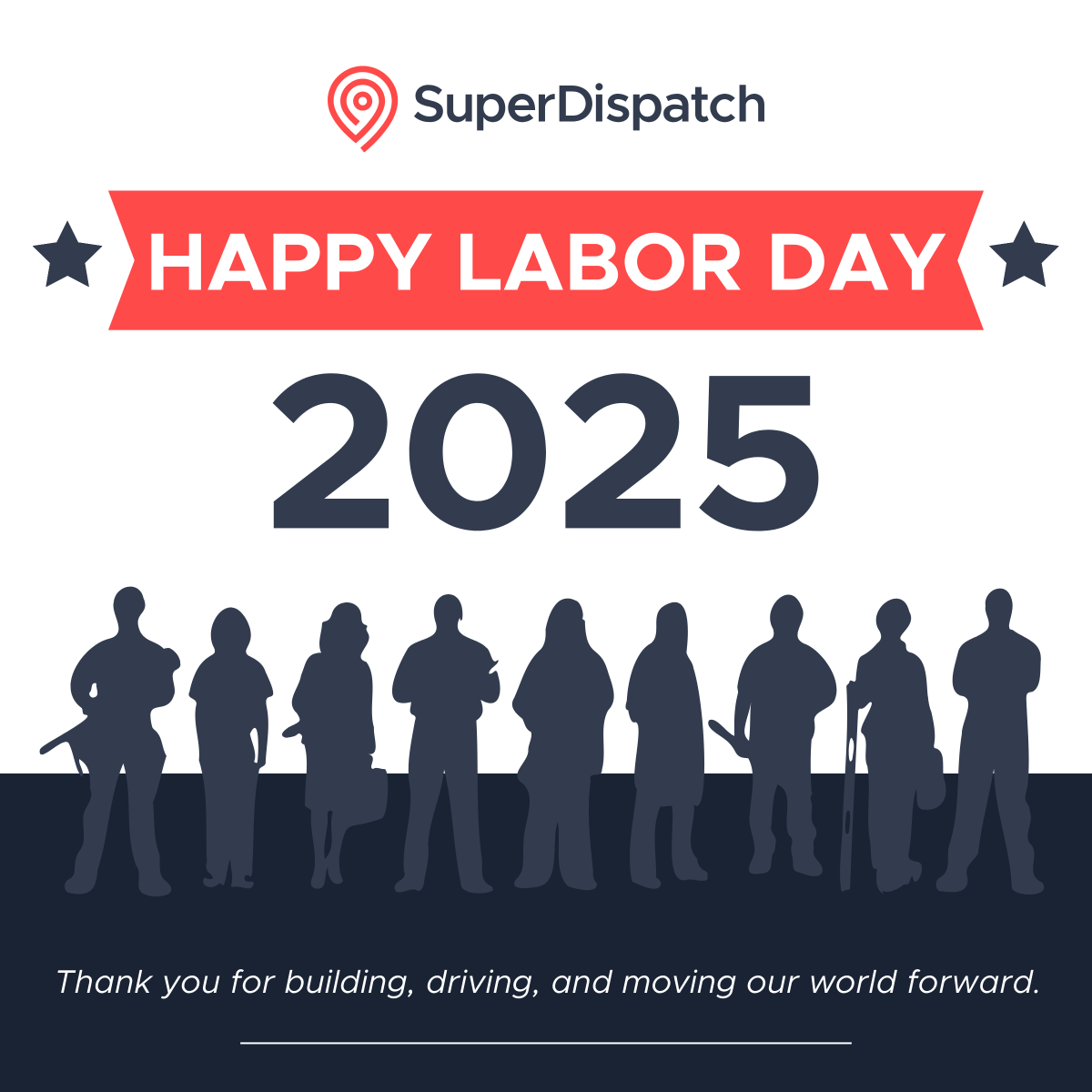 Labor Day is about more than a long weekend — it’s about recognizing the people who keep our world moving. 🚚💪

Here’s to your hard work, your impact, and your well-deserved rest.
Happy Labor Day from Super Dispatch! 🇺🇸