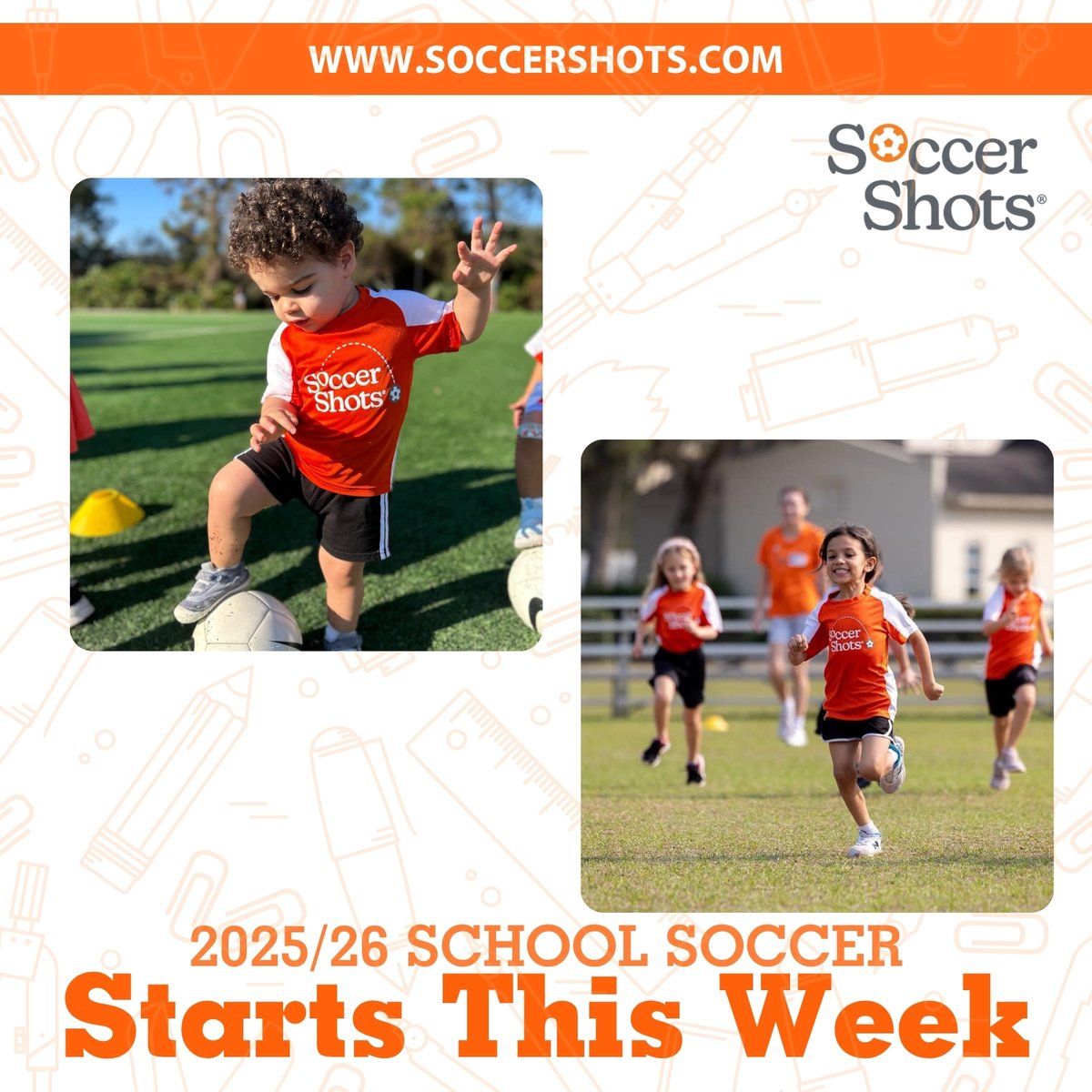 SSEmeraldCoast's tweet image. 🌟 Give Your Child a Kickstart This Fall!
Soccer Shots school programs begin this week —right on campus!
⚽ Fun, safe, and educational
🎯 Sign up now to secure your spot!
#SoccerShots #FallSoccer #SchoolPrograms