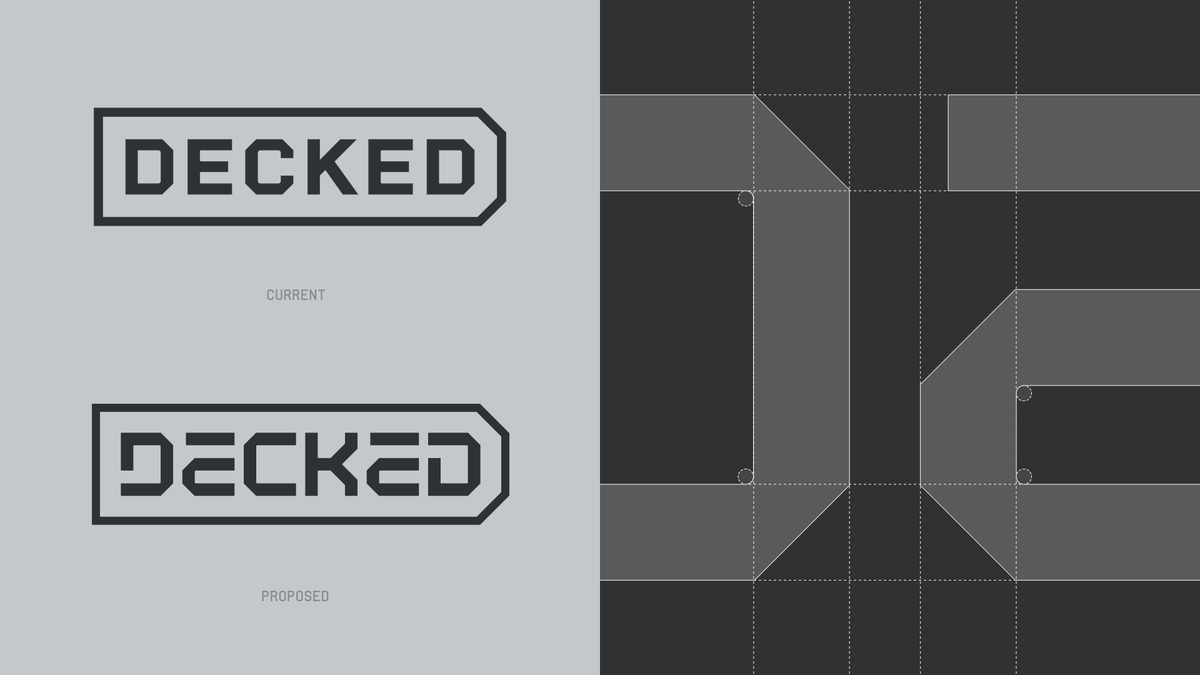 dennispasyuk's tweet photo. I recently explored a logo refinement for @DECKED . Decked builds full truck bed–length drawer and organization systems for a wide range of vehicles.

While I’ve always appreciated their existing logo and its stylized feel, I felt there was an opportunity to push the customization further, creating a mark that feels more distinct and ownable. My goal wasn’t to reinvent the geometry of the container shape or the letterforms, but to refine them in a way that better echoes the side profiles of the brand’s signature sliding drawer compartments

Happy with the result. Let me know your thoughts!