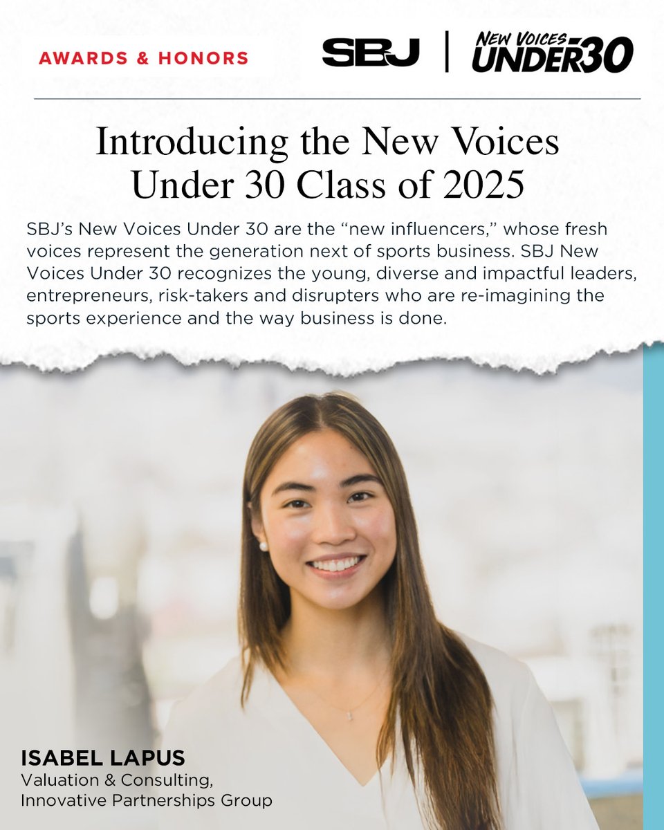 IPG360's tweet photo. 🌟 Congratulations to our very own Isabel Lapus from the Innovative Partnerships Group Valuation &amp; Consulting team for being recognized by @SBJ's New Voices Under 30!✨👏

For more on story, visit: https://t.co/zDZCXNwXer https://t.co/5b6zMqYWEz