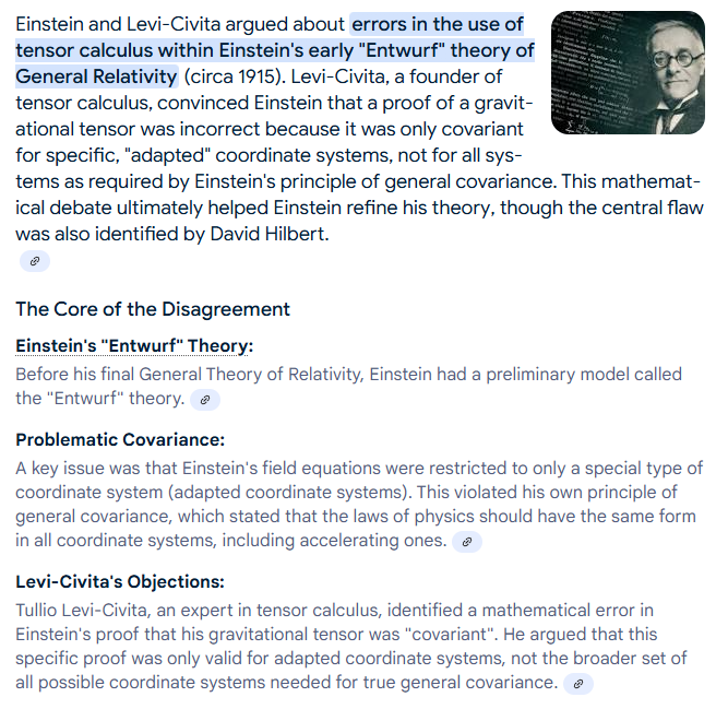 ”I must even admit that, through the deeper considerations to which your interesting letters have led me, I have become even more firmly convinced that the proof of the tensor character of the ’Entwurf’ gravitational tensor is correct in principle” Albert Einstein