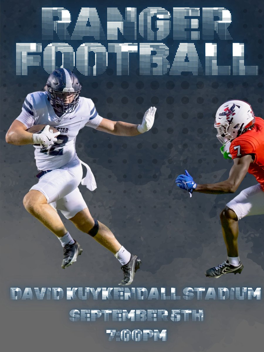 Week 2 Game Info! Thank you to the fans that showed up and supported us in Argyle! We can't wait to see everyone this Friday at Coach K Stadium!

📅 Friday September 5th
🕑 7:00 PM
🏟️ David Kuykendall Stadium
🎟️ bit.ly/3HW0er1

Go Rangers! #Family