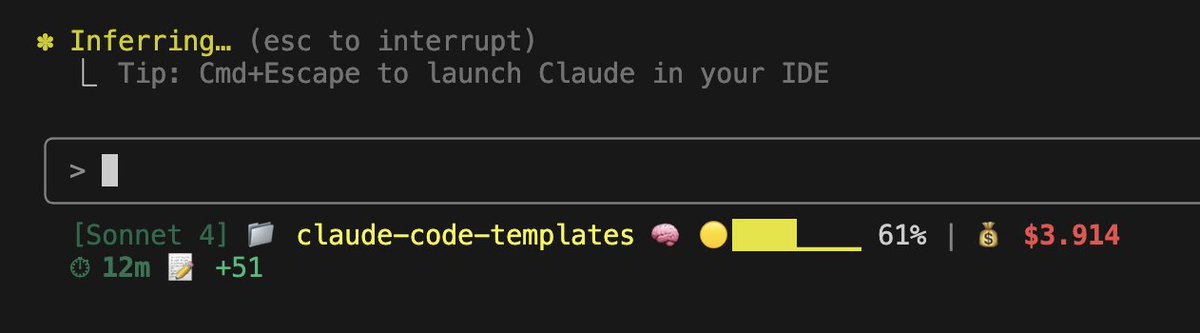 Claude Code auto-compact triggers at 80%, so I built this statusline to monitor conversation context in real time.

Try it: npx claude-code-templates@latest --setting=statusline/context-monitor --yes