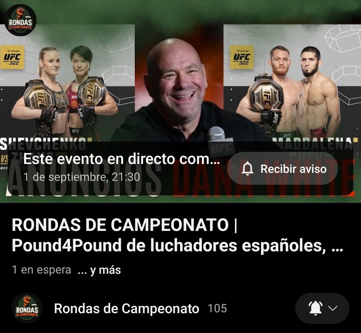 Jose Soriano (@joseufc_) on Twitter photo DIRECTO DE RONDAS DE CAMPEONATO‼️
Hoy haremos la previa de UFC París, comentaremos los anuncios de Dana White y haremos un P4P de luchadores españoles (no UFC) y nuestro top de Desustanciaos, cogiendo el relevo a <a href="/NakamasdelKO/">NaKAmas del KO</a>👊
No os lo perdáis!
youtube.com/live/ma_FY5q8-… DIRECTO DE RONDAS DE CAMPEONATO‼️
Hoy haremos la previa de UFC París, comentaremos los anuncios de Dana White y haremos un P4P de luchadores españoles (no UFC) y nuestro top de Desustanciaos, cogiendo el relevo a <a href="/NakamasdelKO/">NaKAmas del KO</a>👊
No os lo perdáis!
youtube.com/live/ma_FY5q8-…