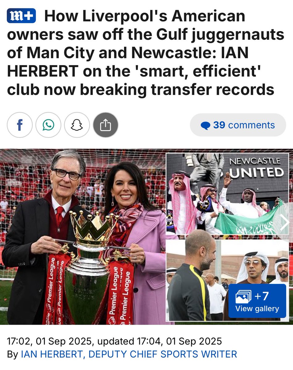 City_Chief's tweet image. 🇦🇪 Arab owners: “Ruining football. Buying success. Sportswashing. Grubby club.”

🇺🇸 American owners: “Visionary businessmen. Smart investors. Growing the game.”

⚖️ The double standards in the British media couldn’t be clearer. This isn’t about “values”…it’s about race.