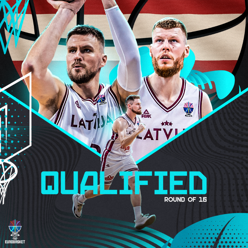 EuroBasket's tweet photo. ✅ The hosts Latvia advance to the Round of 16 on home soil in Riga! 🇱🇻

#EuroBasket | #MakeYourMark