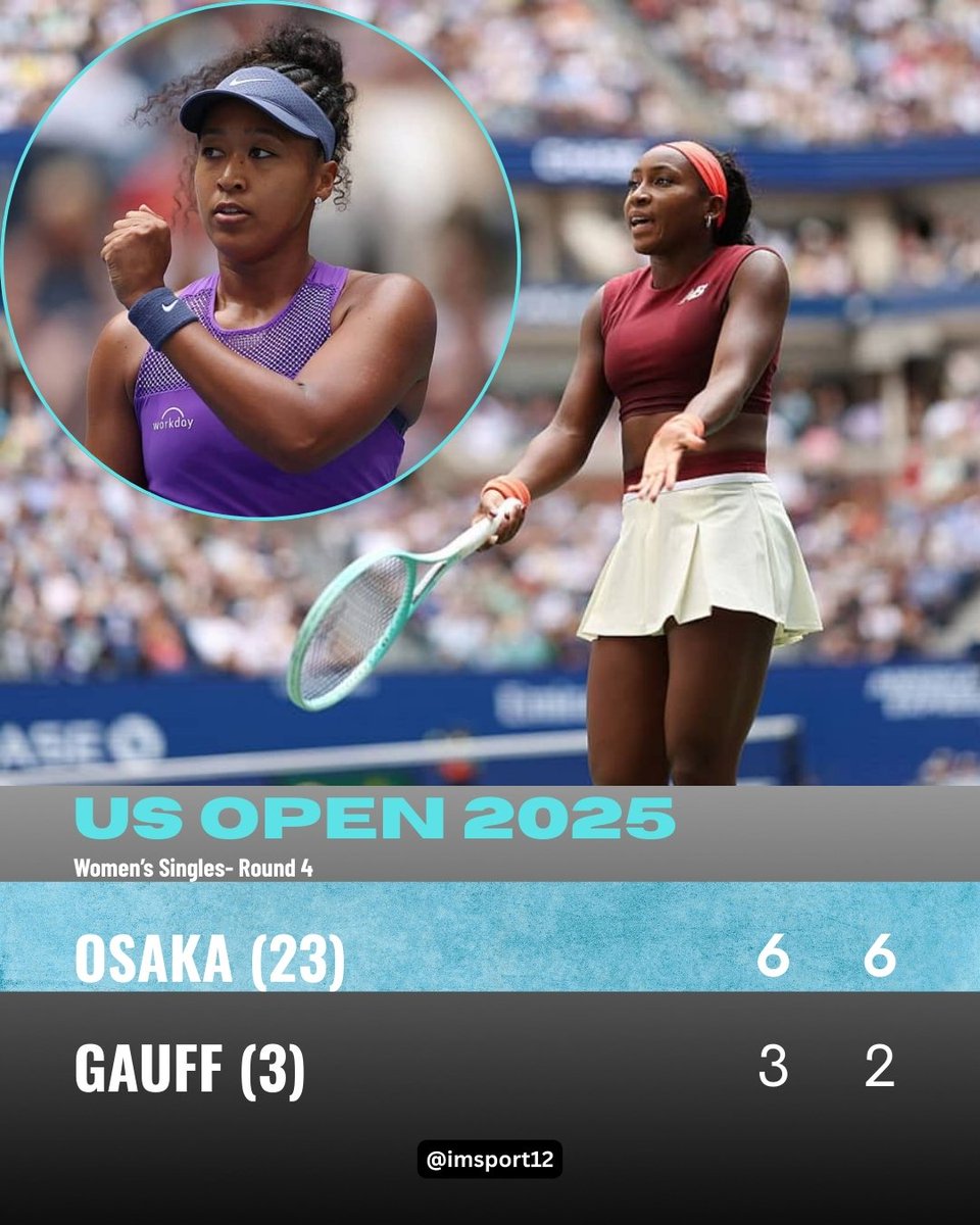 2018 and 2020 #USOpen Champion Naomi Osaka reaches QF of #USOpen2025 def Coco Gauff 6-3 6-2

Osaka's 1st slam quarterfinal since 2021 Australian Open ( Osaka Won Title)

#USOpenTennis #WTA #Tennis