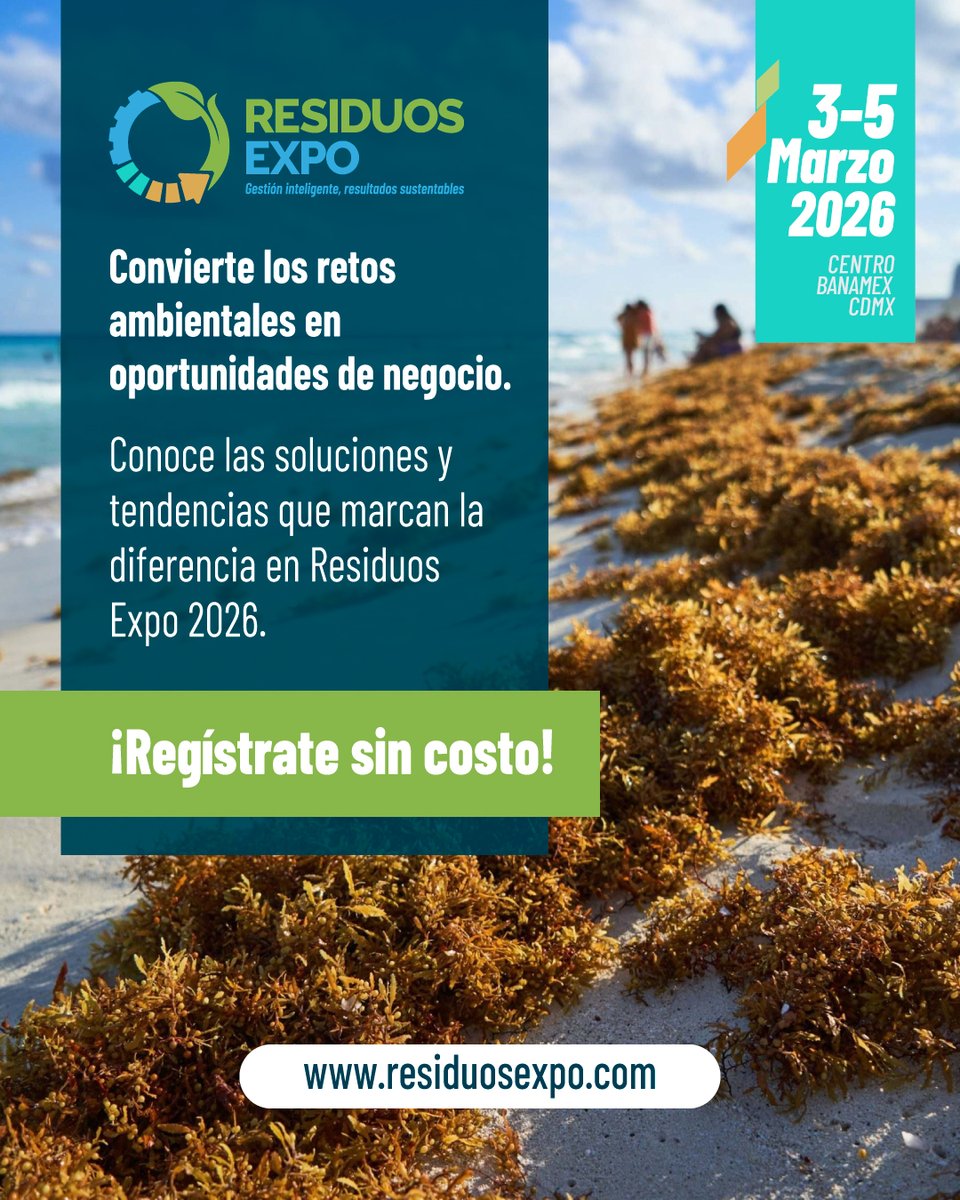 Donde las soluciones sostenibles y la innovación se encuentran. ¡Asegura tu lugar hoy en Residuos Expo 2026! 🔗 ¡Regístrate sin costo!

🔍 Visita bit.ly/4kt58tl para más información.

 #sustentabilidad #residuos #sostenibilidad #medioambiente #RESIDUOSEXPO2026