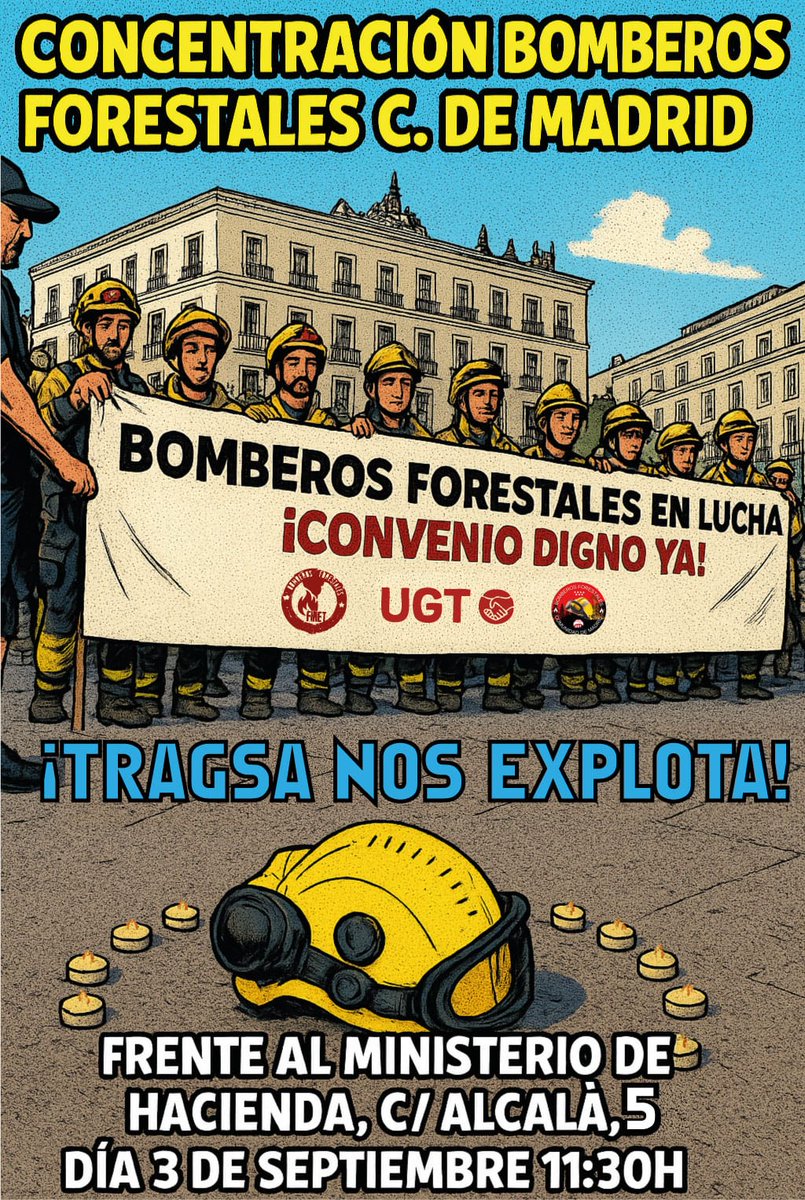 Seguimos con el calendario de protestas.
Próxima cita
📆Miércoles 3 de septiembre.
🏠 Ministerio de Haciencia
⌚11:30h
📍C/Alcalá 5
#BomberosForestalesCM
#ServiciosPublicos 100%
#FueraEmpresasDeServciosEsenciales
#ConvenioDignoYa