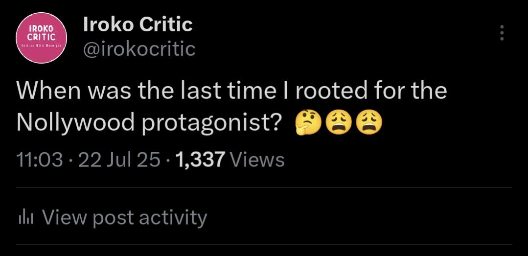 irokocritic's tweet photo. My 5 fave things about Say Who Die (spoilers!)

1. Characters – first Nollywood film in ages where they were written &amp; performed with so much love. Normally I wouldn't like the neat ending, but I wanted that win for Odion so bad!! 
The wait for a likeable protagonist is over 😩😩 https://t.co/foYajrKQT3