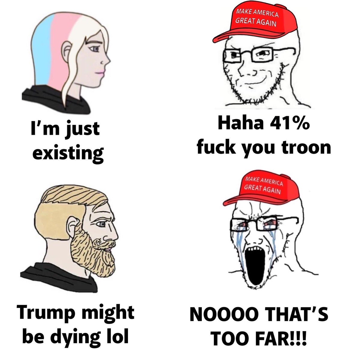 Right-wing crybullies when the “dark humor” is about their favorite pedophile and not trans people: