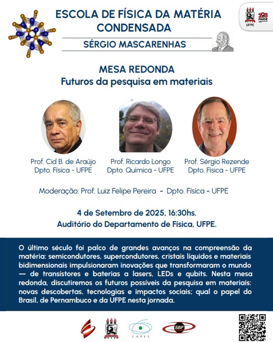 UFPE promove mesa-redonda sobre avanços e perspectivas da Física da Matéria Condensada
Acesse em: ufpe.br/ascom/noticias