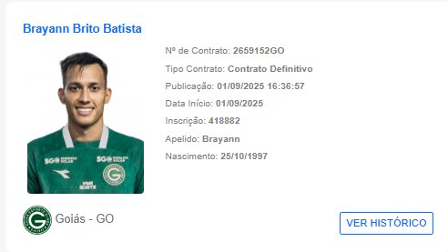 🔛NO BID!! Meia Brayann é regularizado e fica à disposição de Mancini para a sequência da Série B. O Goiás lidera com 44 pontos. <a href="/Pimentv062/">PimenTV</a> 🟢⚪️