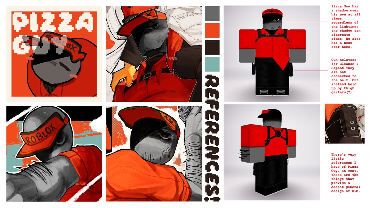 hurtbreakheresy's tweet image. Pizza Guy fun fact thread! #pizzagamebeta 

Compiled by me and @takoreii (he also did this art)