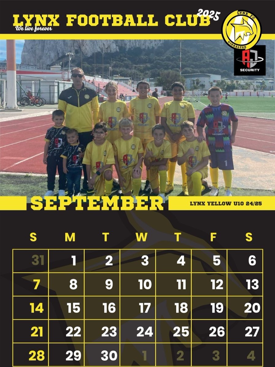 SEPTEMBER💛

On our calendar this month we have our U10s Yellow team from last year. They were coached by Javan Parody.

One Family 💛

#weliveforever #onefamily #lynxfootball #lynxfc #gibraltar