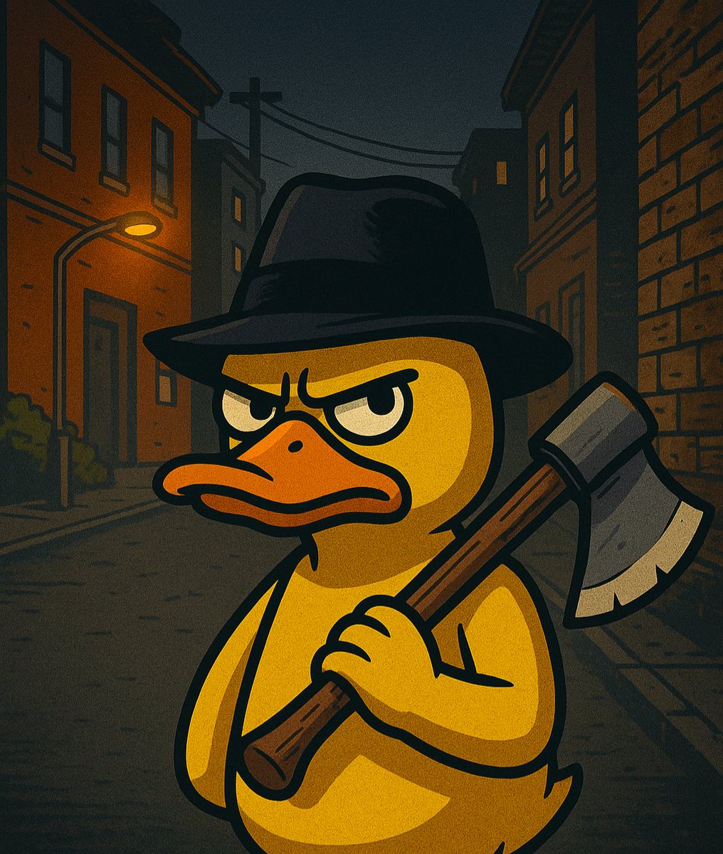DonaldQuackco's tweet photo. @bonk_inu "Careful dog… the duck’s waiting at the end of the block. 🦆💻 #QuackyMafia https://t.co/WsUlIWDcv7