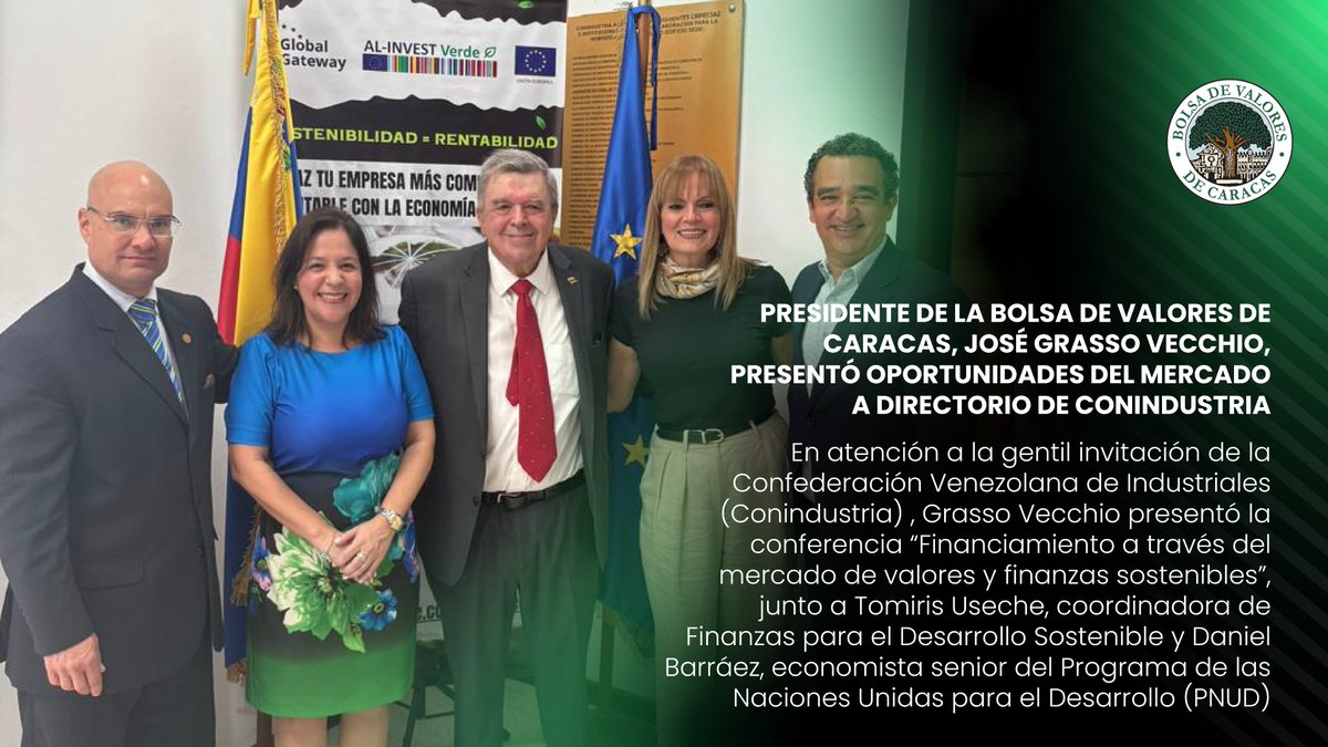 #Noticias | Presidente de la Bolsa de Valores de Caracas, José Grasso Vecchio (<a href="/josegrasso/">Jose Grasso</a>), presentó oportunidades del mercado a Directorio de Conindustria (<a href="/Conindustria/">Conindustria</a>). 

👉  bit.ly/4mI2hOo