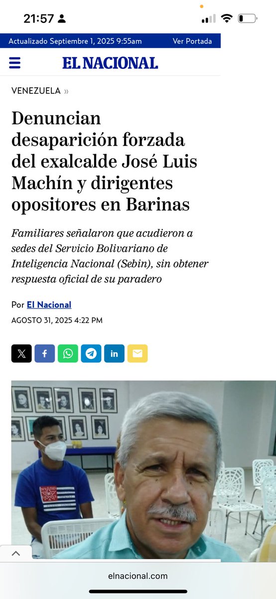 Familia muy cercana me pide que me haga eco de la presunta desaparición forzosa de <a href="/MachinMachin/">José Luis Machín M.</a> ex alcalde de  #Barinas en  #Venezuela 

¿Alguien sabe algo más de lo que publica El Nacional? <a href="/maldita/">Maldita.es</a> <a href="/Newtral/">Newtral</a> <a href="/EFEVerifica/">EFE Verifica</a> 

👉🏻Link a la noticia: bit.ly/4n45YxK