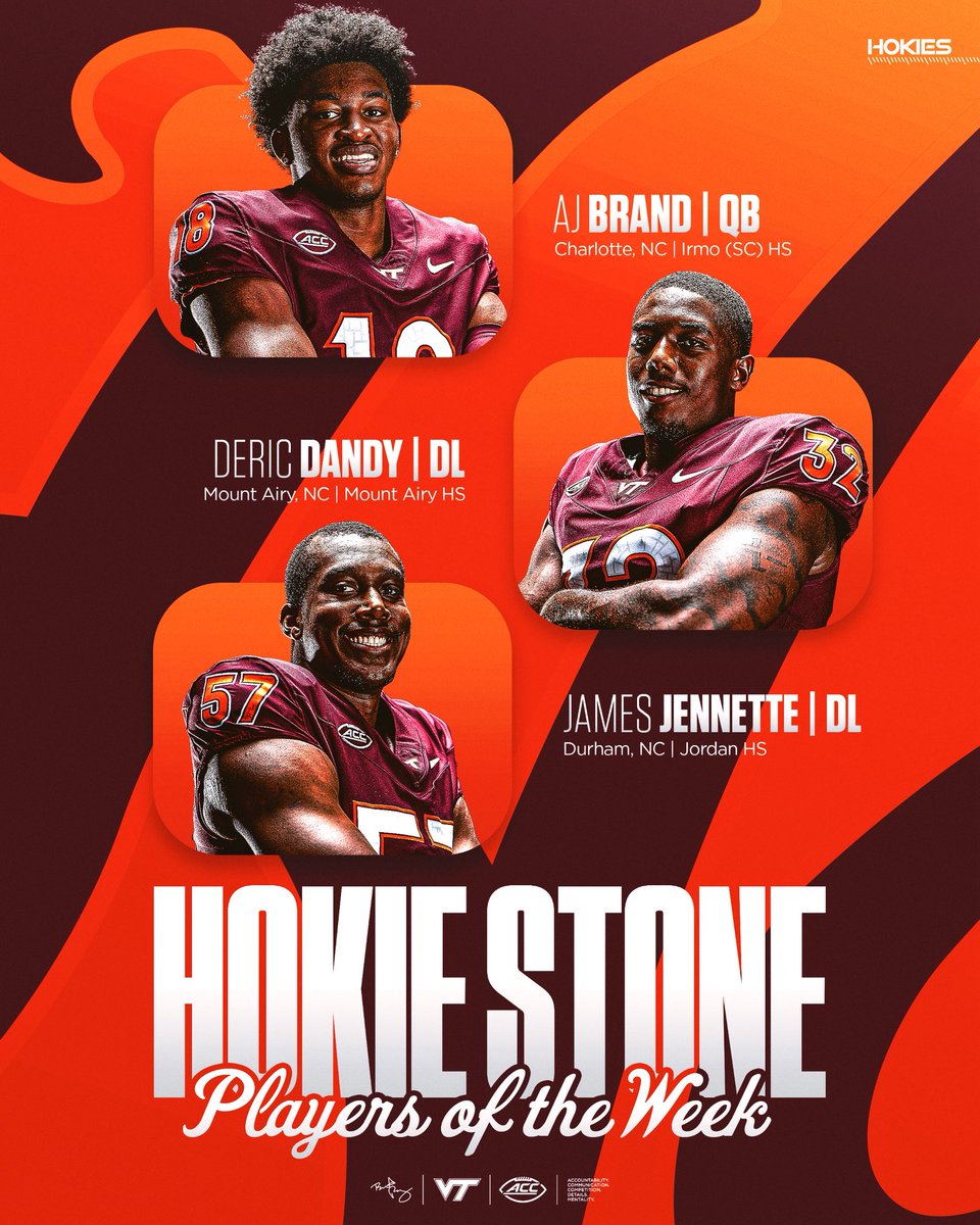 Our Hokie Stone Players of the Week:

AJ Brand
Deric Dandy
James Jennette

#ThisIsHome | #TeamOverMe