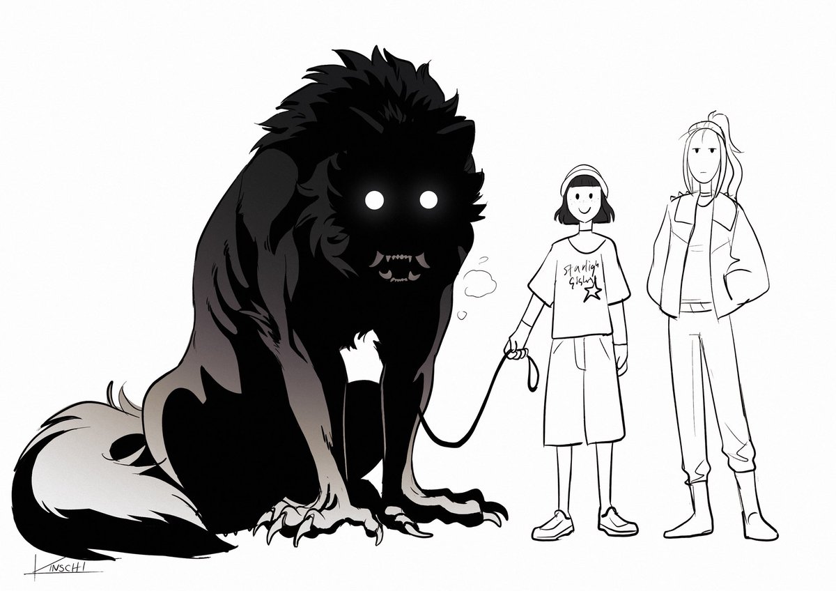Kinschi_draws's tweet photo. Taking their girlfriend out for a walk (post reveal hibm / werewolf rumi au)
#KPOPDEMONHUNTERS https://t.co/IaLzHFQseR