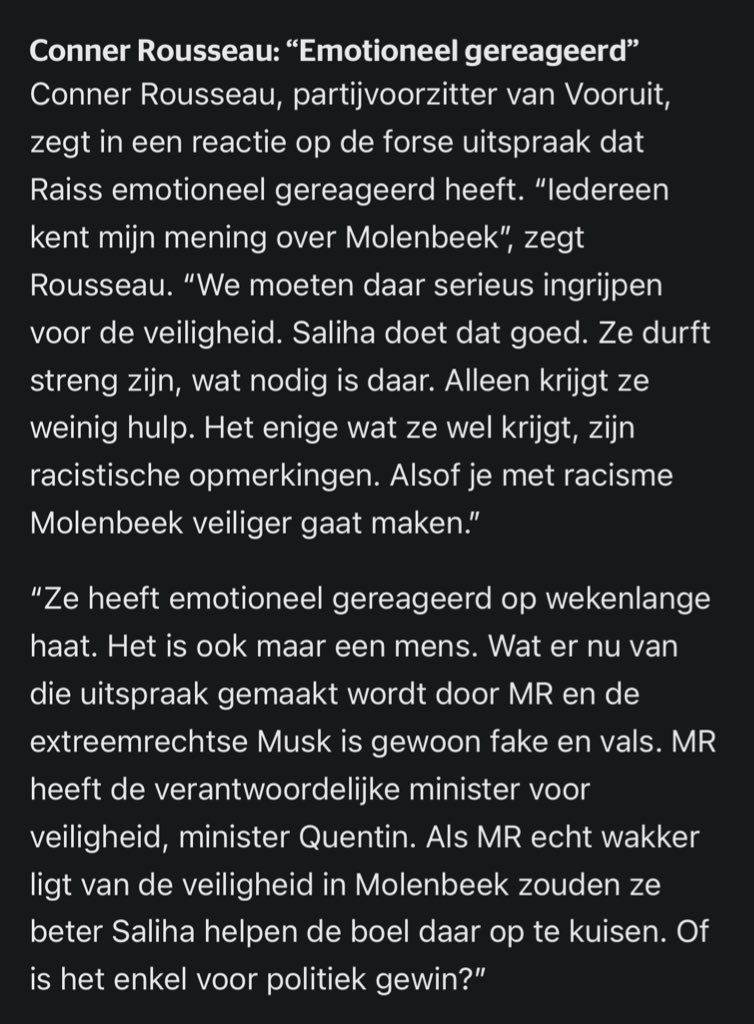 Team ALXDM (@alxdm) on Twitter photo Le grand écart de <a href="/conner_rousseau/">Conner Rousseau</a>… 🤡
En 2022, il n’était «pas en Belgique à Molenbeek».
En 2025, 150 fusillades plus tard, MAIS avec une Bourgmestre ad intérim de son parti Vooruit, tout va bien. Le bad buzz mondial est juste «émotionnel», à cause d’<a href="/elonmusk/">Elon Musk</a> et <a href="/GLBouchez/">Georges-L BOUCHEZ</a>… Le grand écart de <a href="/conner_rousseau/">Conner Rousseau</a>… 🤡
En 2022, il n’était «pas en Belgique à Molenbeek».
En 2025, 150 fusillades plus tard, MAIS avec une Bourgmestre ad intérim de son parti Vooruit, tout va bien. Le bad buzz mondial est juste «émotionnel», à cause d’<a href="/elonmusk/">Elon Musk</a> et <a href="/GLBouchez/">Georges-L BOUCHEZ</a>…