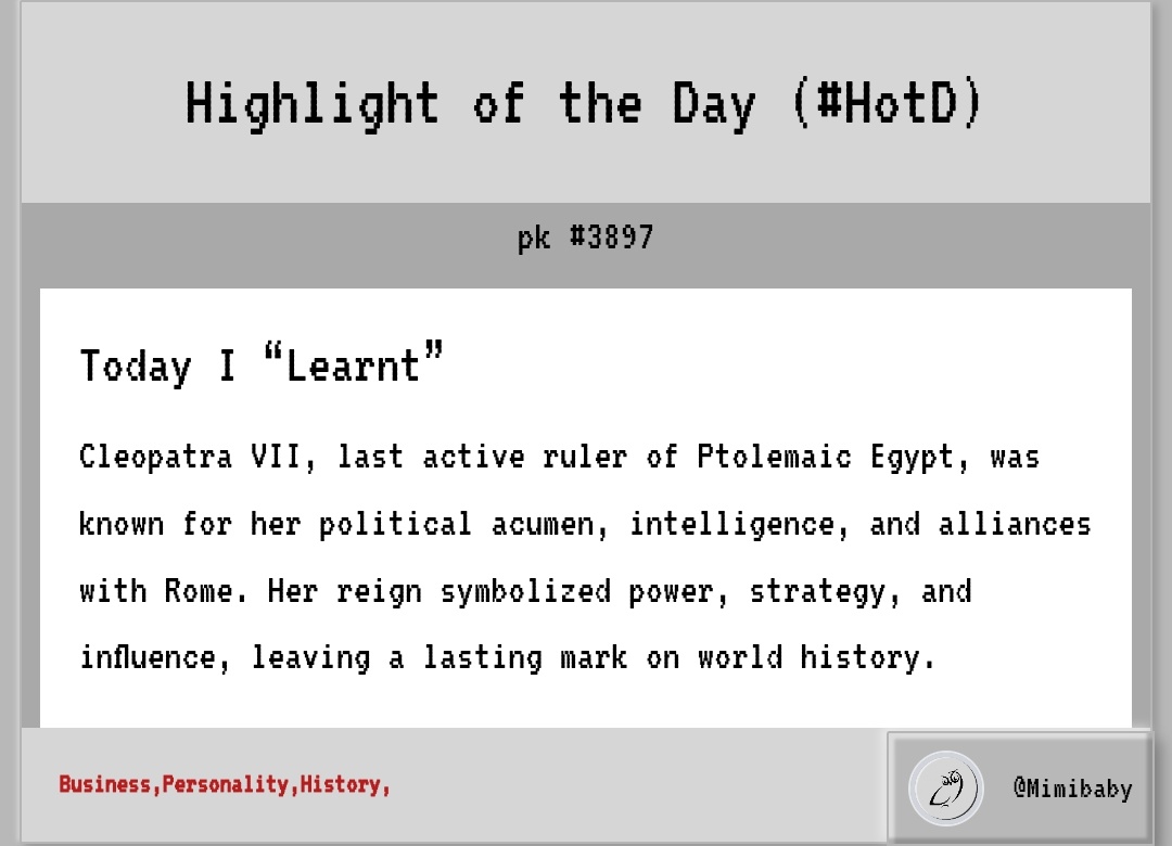 🦉 Highlight of the Day (#HotD) - 208

Congrats to @Mimibaby for winning today’s #HotD!

Is their submission verifiable?
Is it accurate?

Know something worth sharing?

Submit on the pk platform to generate a #LearnNFT on @Solana and stand a chance to earn $LEARN tokens