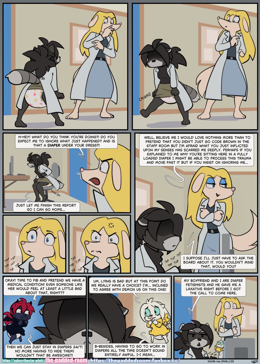 Stripes &amp; Straps page 35
You can find the five next pages on my Substar OR my Pixiv Fanbox, a new page is uploaded every monday!
-&gt; subscribestar.adult/the-padded-room &lt;-
-&gt; thepaddedroom.fanbox.cc &lt;-