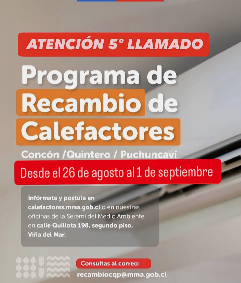Atención 📣 tenemos nuevo llamado para postular al Programa de Recambio de Calefactores 🔥🪵
Infórmate y motívate a hacer el cambio por energías más limpias y amigables con nuestro 🌍🙏