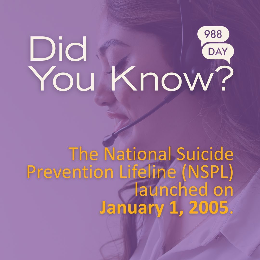 Integral Care (@integralcareatx) on Twitter photo 20 years ago today, the National Suicide Prevention Lifeline (NSPL) went live thanks to a <a href="/samhsagov/">SAMHSA</a> grant! 💛 It marked a turning point in both how Americans perceived mental health crisis care and how they accessed it. In 2022, the NSPL became the <a href="/988Lifeline/">988 Suicide & Crisis Lifeline</a> we know today. 20 years ago today, the National Suicide Prevention Lifeline (NSPL) went live thanks to a <a href="/samhsagov/">SAMHSA</a> grant! 💛 It marked a turning point in both how Americans perceived mental health crisis care and how they accessed it. In 2022, the NSPL became the <a href="/988Lifeline/">988 Suicide & Crisis Lifeline</a> we know today.