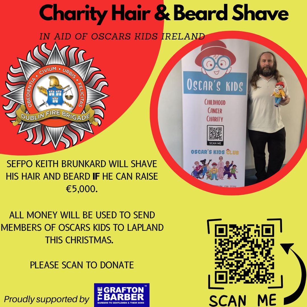 DubFireBrigade's tweet photo. Just 12 hours ago we asked for your help to raise €5,000 to help send some of the members of Oscar's Kids Ireland to Lapland this Christmas and in return SEFPO Brunkard would shave his head and beard.

We are pleased to announce the current tally is €5,260.  We are blown away by the kindness and support of everyone.

Let's keep the momentum going and let's get as many children to Lapland as we can.

https://t.co/pYCVNvSASa