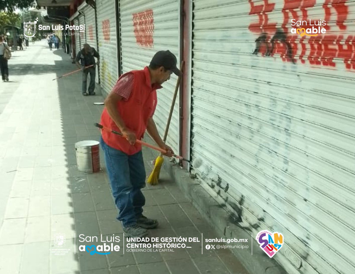 Seguimos trabajando para que el #CorazónDeSanLuis sea un espacio ordenado y seguro. 

Nuestra Cuadrilla de Respuesta Inmediata pintó guarniciones, cruces peatonales y retiró grafiti en calles y avenidas del Centro Histórico, atendiendo la instrucción del Alcalde <a href="/EF_Galindo/">Enrique Galindo C</a>.