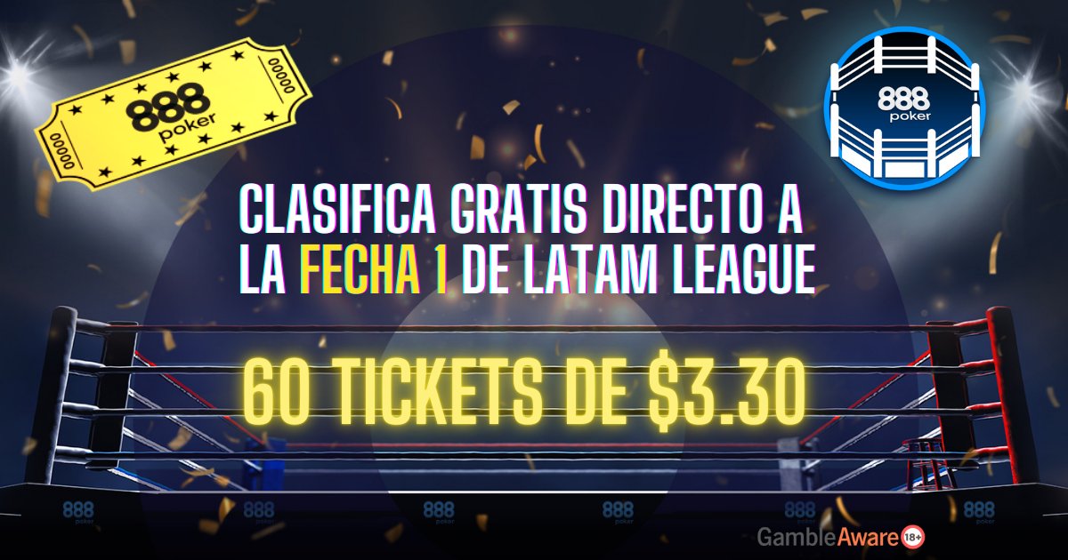 888pokerLatam's tweet image. 🔰Martes de FREEROLL Extra con 6️⃣0️⃣ Tickets de $3.30 🎟 Gana tu entrada ✈️ a la FECHA 1 del LUNES 8 de septiembre.
🔐 La contraseña x MP a los que cumplan los 3 requisitos: 1) Me gusta 👍 2) Comparte 🔄 3) Comenta en el video de Noche de Poker de ayer✍⤵️
x.com/888pokerLatam/…