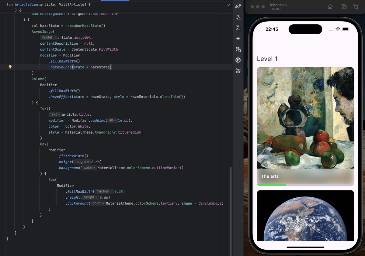 ProdCoder's tweet image. Day 2 of #shipaton and first day of some real coding. Coil for image loading and trying out Haze for glass/blurred effect on both platforms