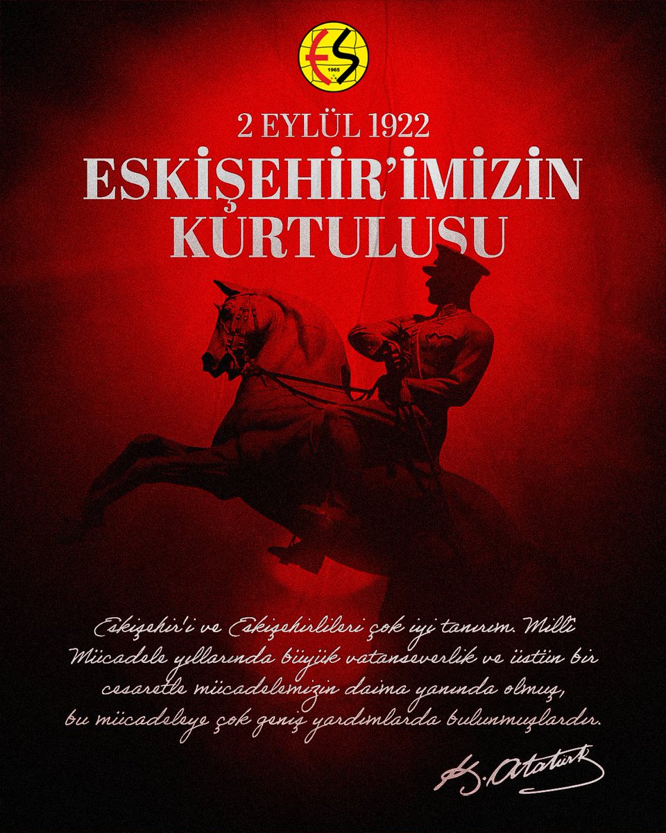 Güzel şehrimiz Eskişehir’in düşman işgalinden kurtuluşunun 103. yılı kutlu olsun! 🇹🇷

Başta Ulu Önderimiz Mustafa Kemal Atatürk olmak üzere, ülkemizin ve şehrimizin özgürlüğü ve bağımsızlığı için can veren aziz şehitlerimizi ve kahraman gazilerimizi saygıyla anıyoruz.

#2Eylül 🇹🇷