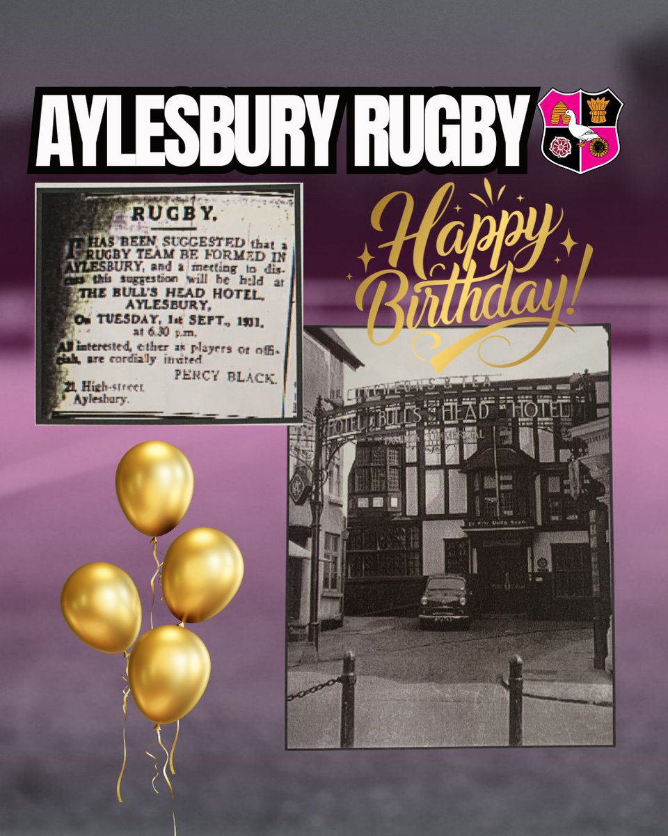 💗🖤 Happy 94th Birthday, Aylesbury Rugby! 🏉🎉 

From our first meeting in 1931, we have grown to include 3 senior men's teams, 2 women's teams &amp; a full Mini &amp; Junior section, celebrating rugby, friendship, and community. Here’s to the centenary in 2031! 🎊 

#AylesburyRugby