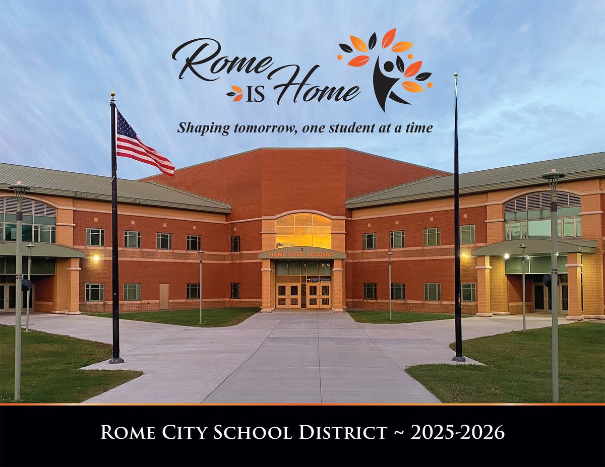 📅 The Rome City School District 2025-26 Calendar is here!
Families should have received their copy in the mail. This year’s calendar highlights our theme:
 “Rome is Home: Shaping tomorrow, one student at a time.”
🔗 5il.co/3oznj
🍎 School starts Thursday, Sept. 4!