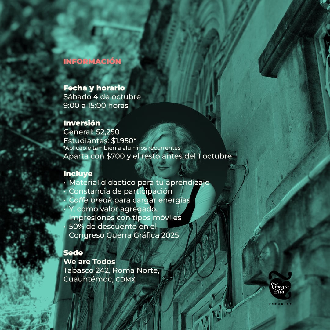 SAFARI TIPOGRÁFICO CDMX / LEER LA CIUDAD con Julieta Ulanovsky. Sí, la diseñadora de la famosa tipografia Montserrat en esta aventura tipográfica en la colonia Roma.
🗓️ 4 de octubre 
📍 Colonia Roma, CDMX 
🎫 bit.ly/leer_la_ciudad…