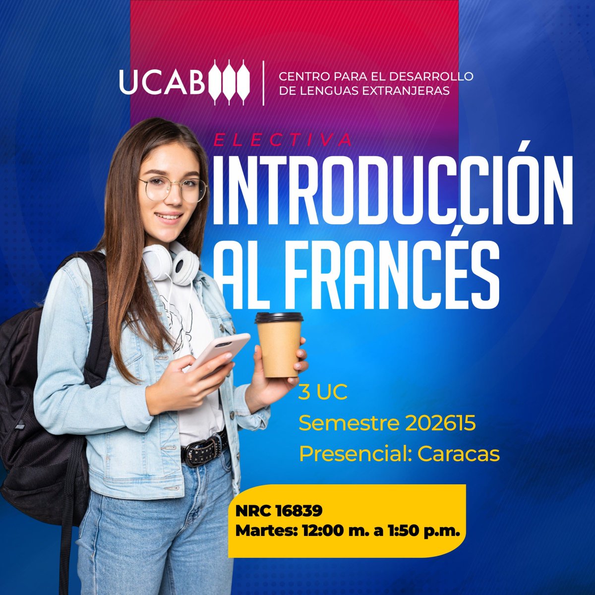 IngenieriaUCAB_'s tweet photo. ¡Estudiante!
Conoce las materias electivas que ofrece el Centro para el Desarrollo de Lenguas Extranjeras UCAB para el período 2026-15 en modalidad presencial. #CDLEUCAB
Para más información, visita el siguiente enlace➡️ https://t.co/jYxvoipTx4 https://t.co/O37QSeBSNt
