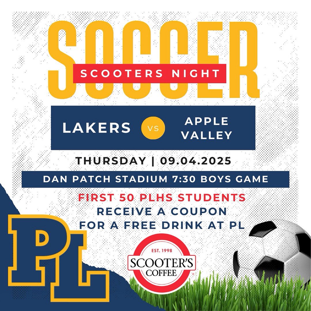 PL Boys Soccer (@lakersoccer) on Twitter photo Calling all PLHS students! Come out Thursday and get a coupon for a free drink from @<a href="/scooterscoffee/">Scooter's Coffee</a> in Prior Lake! Thank you Scooter's! Calling all PLHS students! Come out Thursday and get a coupon for a free drink from @<a href="/scooterscoffee/">Scooter's Coffee</a> in Prior Lake! Thank you Scooter's!