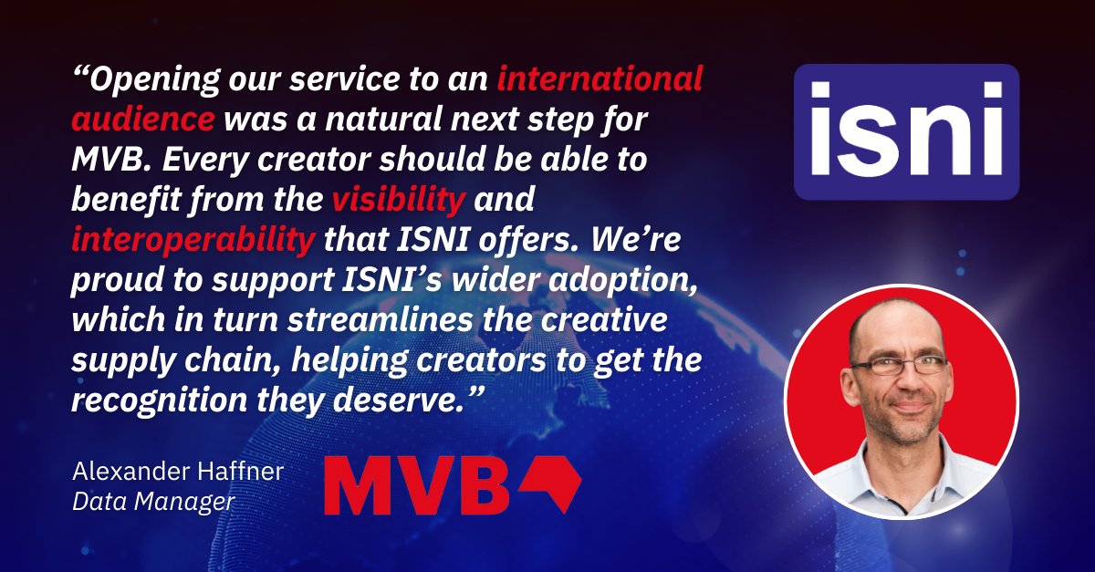 ISNI_ID's tweet image. 🌍 Breaking News: MVB launches global #ISNI assignment services in English, providing a new access point for creators and rightsholders—no matter their field, sector or location!

👉 Read the full story in the latest issue of #ISNInews: isni.org/resources/html…

#CreatorsFirst