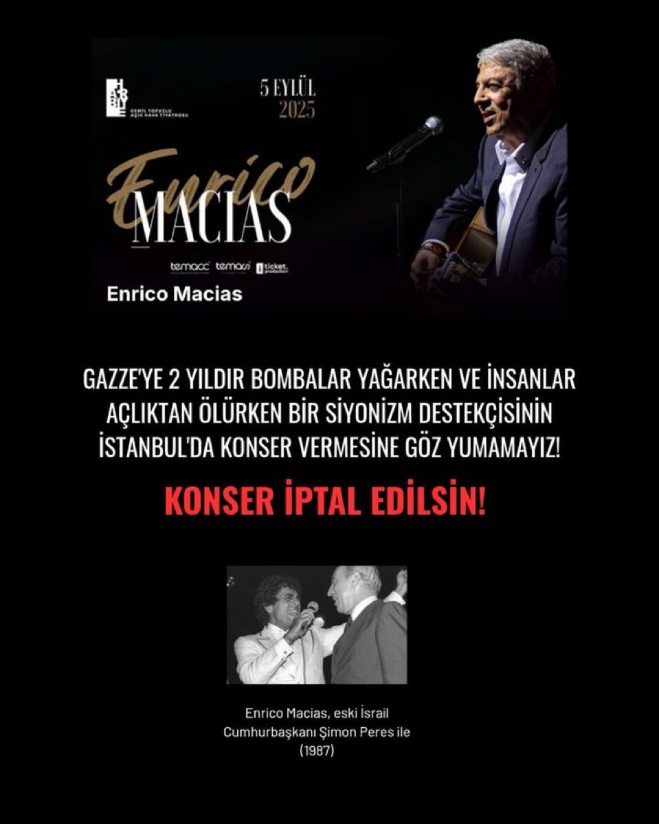 Ülkemde sifonist istemiyorum !!! 
Git şarkılarını Netanyahu’nun Trump ağızlı kulaklarına söyle !! 
İptal haberlerini bekliyoruz !!