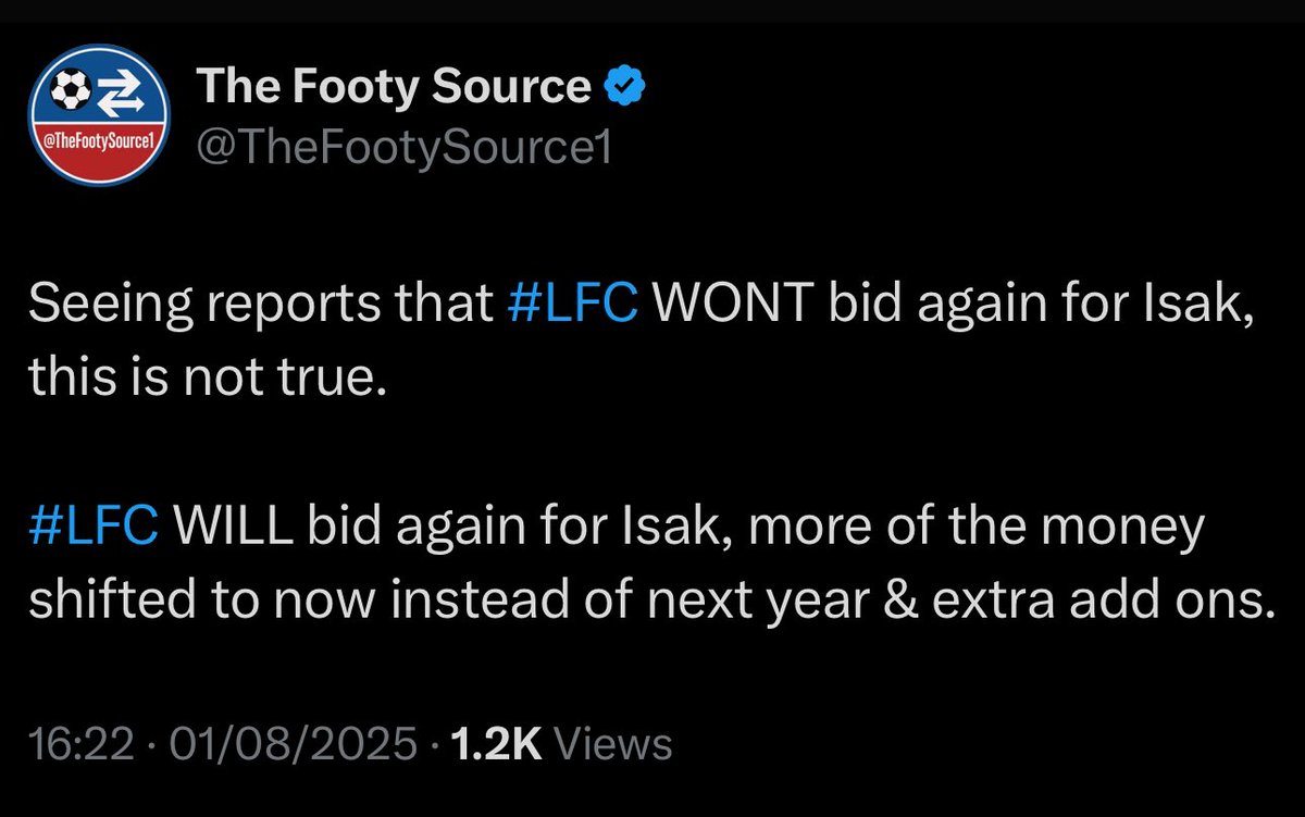 Isak finally officially announced as new #LFC player. ☑️✍️

Thanks to our source at #LiverpoolFC for keeping us right in the loop before most, on one of the biggest transfers and sagas in history! 🤝