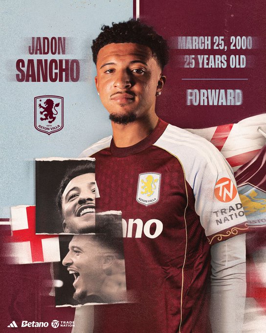 Unitedfans2023's tweet image. Jadon Sancho will spend the remainder of the season on loan at Aston Villa.
#MUFC #JadonSancho