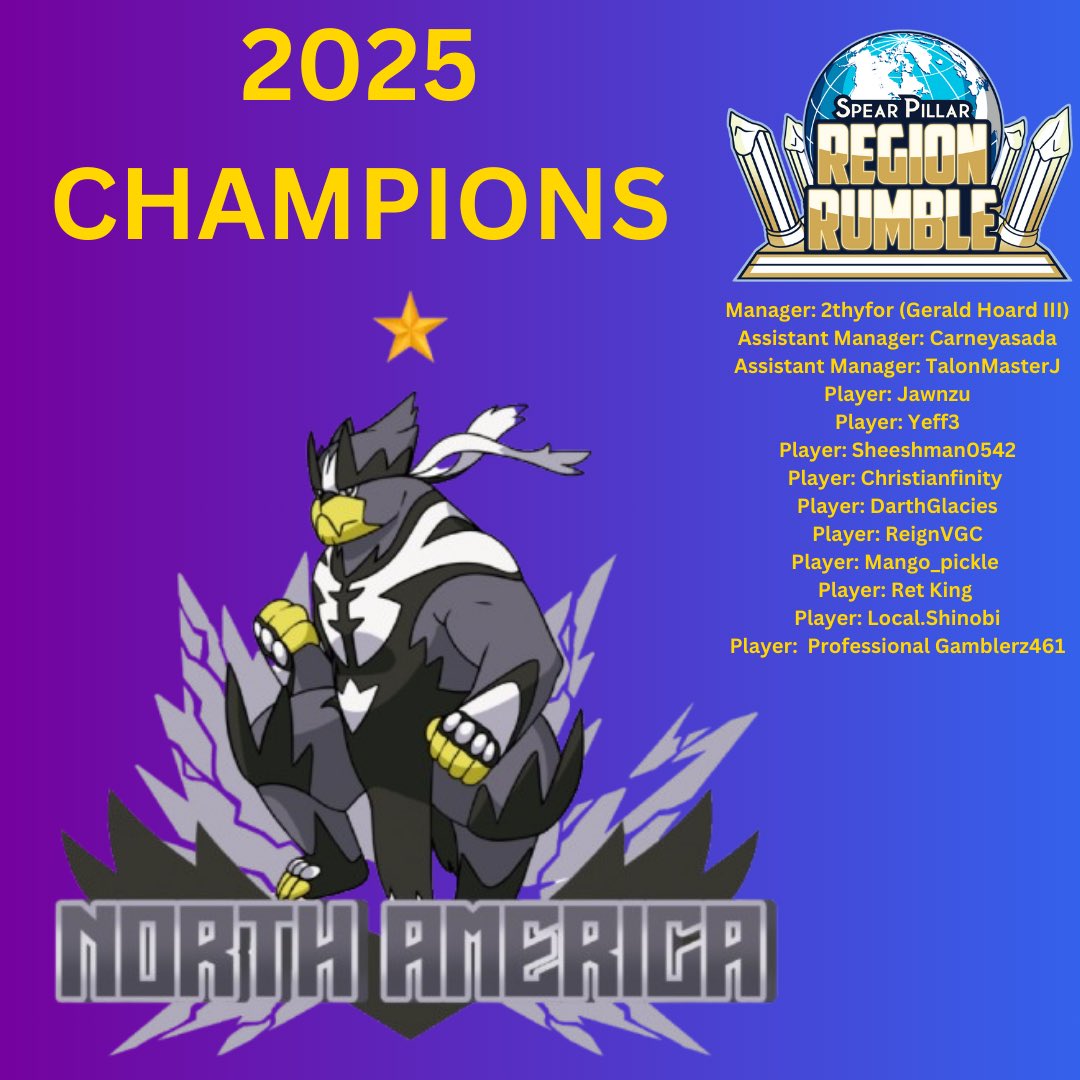 SpearPillarTour's tweet image. TEAM NORTH AMERICA ARE YOUR REGION RUMBLE 2025 CHAMPIONS!!! 🎉