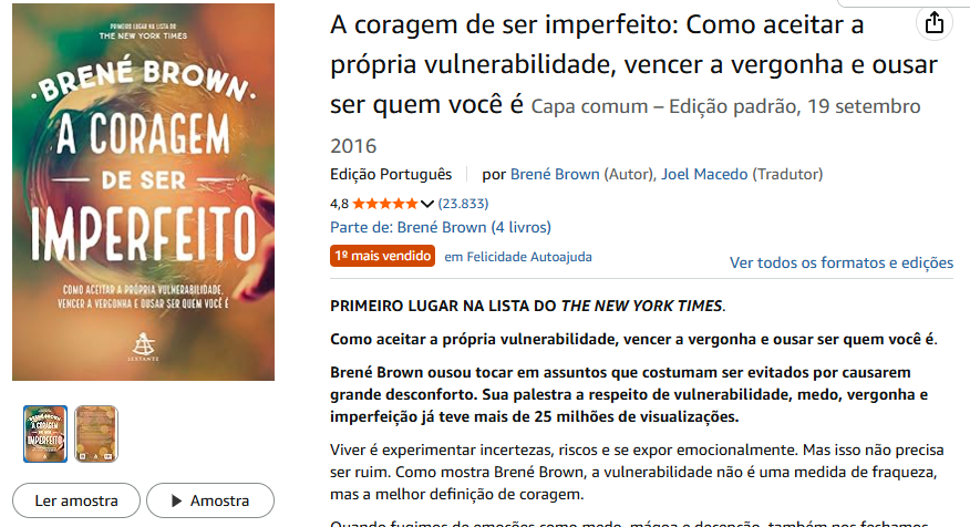 Esse livro vai mudar completamente a forma de enxergar a vida → A Coragem de Ser Imperfeito 📖

De R$ 49,90 por apenas R$ 35,53
👉amzn.to/4mHRSCp

#livro #leitura #autoconhecimento